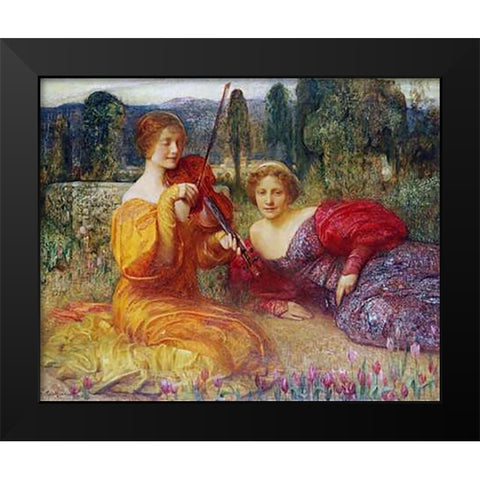 Musicienne du Silence, c. 1900 Black Modern Wood Framed Art Print by Hacker, Arthur