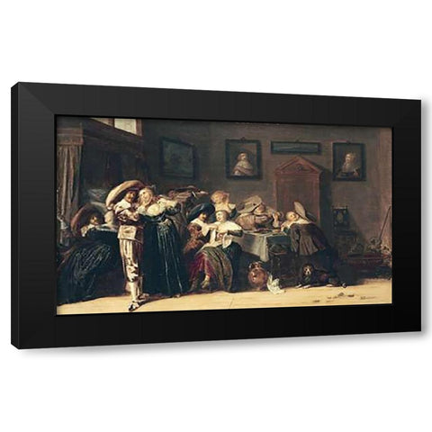 An Elegant Company Carousing In An Interior Black Modern Wood Framed Art Print by Hals, Dirk