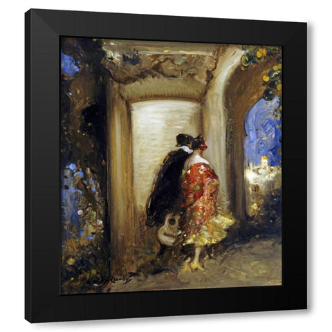 To The Bull Ring Black Modern Wood Framed Art Print by Hardy, Dudley