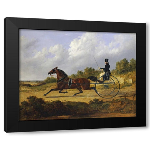 Confidence, Drawing a Gig Driven By a Groom Black Modern Wood Framed Art Print by Herring, John Frederick