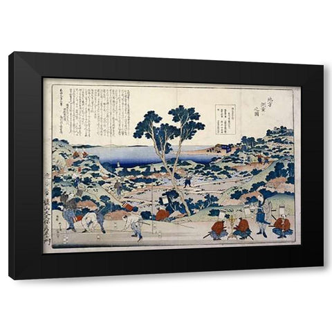 Ordnance Survey of Countryside Black Modern Wood Framed Art Print with Double Matting by Hokusai