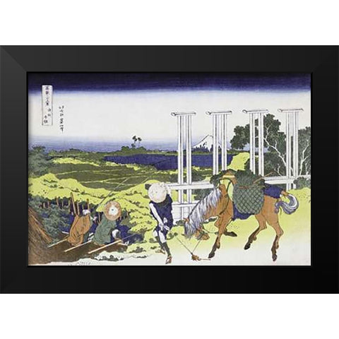 Senju In Musashi Province Black Modern Wood Framed Art Print by Hokusai