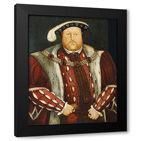 Portrait of King Henry VIII Black Modern Wood Framed Art Print by Holbein, Hans
