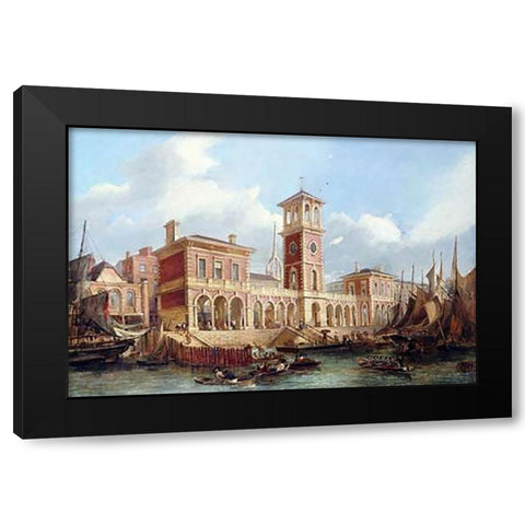 Billingsgate Market Black Modern Wood Framed Art Print by Holland, James