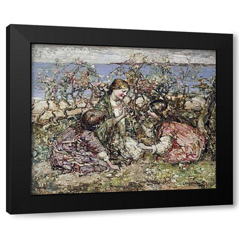 The Butterfly Black Modern Wood Framed Art Print with Double Matting by Hornel, Edward Atkinson