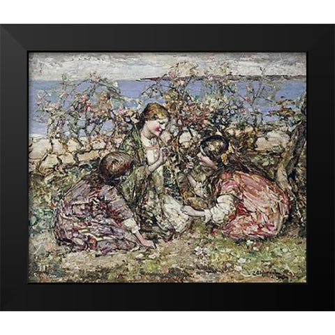 The Butterfly Black Modern Wood Framed Art Print by Hornel, Edward Atkinson