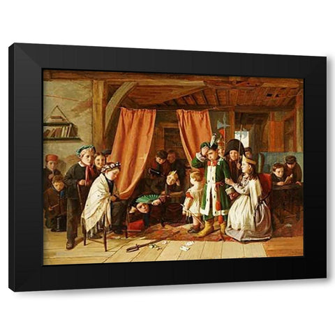 The Play Scene In Hamlet Black Modern Wood Framed Art Print with Double Matting by Hunt, Charles