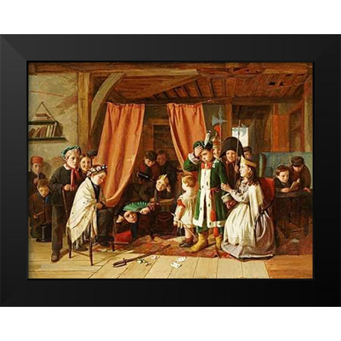 The Play Scene In Hamlet Black Modern Wood Framed Art Print by Hunt, Charles