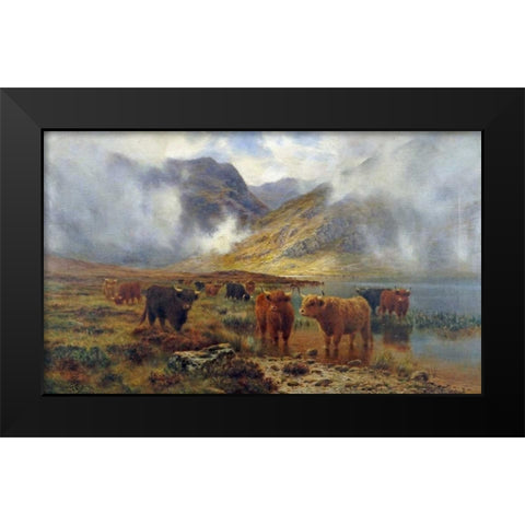 By Loch Treachlan, Glencoe, Morning Mists Black Modern Wood Framed Art Print by Hurt, Louis Bosworth