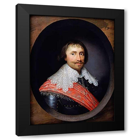 Portrait of Robert De Vere, The 19th Earl of Oxford Black Modern Wood Framed Art Print by Johnson, Cornelius