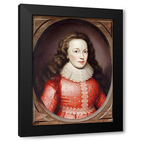 Portrait of Alathea, Countess of Arundel Black Modern Wood Framed Art Print by Johnson, Cornelius