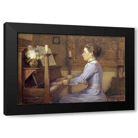 At The Piano Black Modern Wood Framed Art Print with Double Matting by Jones, H.E