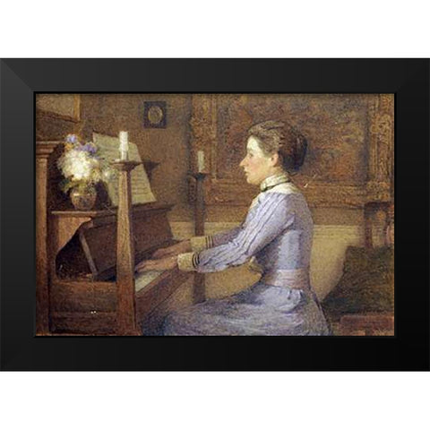 At The Piano Black Modern Wood Framed Art Print by Jones, H.E