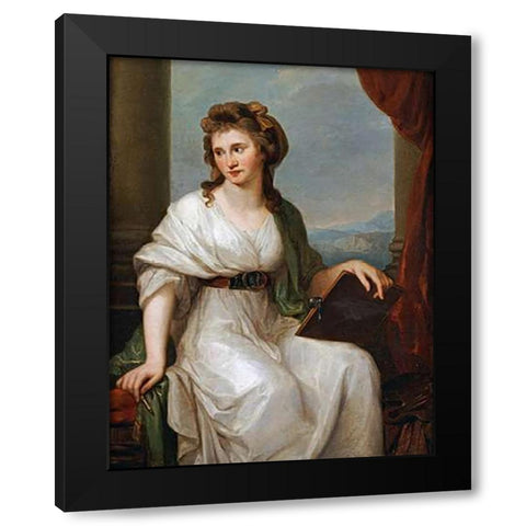 Portrait of The Artist Black Modern Wood Framed Art Print by Kauffmann, Angelica