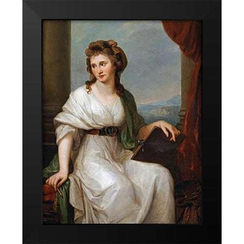 Portrait of The Artist Black Modern Wood Framed Art Print by Kauffmann, Angelica