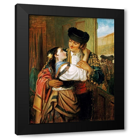 The Matadors Sweetheart Black Modern Wood Framed Art Print by Kemm, Robert