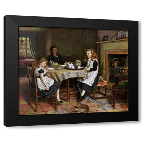There Is No Fireside..... Black Modern Wood Framed Art Print by Kilburne, George Goodwin