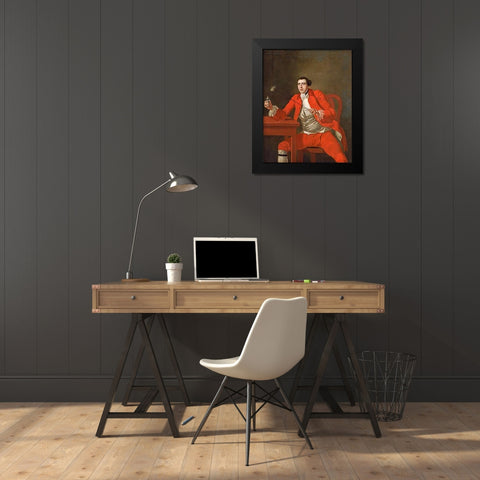 Portrait of a Gentleman Black Modern Wood Framed Art Print by Knapton, George