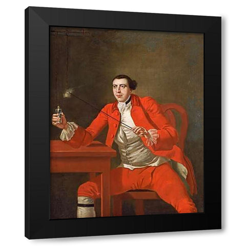 Portrait of a Gentleman Black Modern Wood Framed Art Print with Double Matting by Knapton, George