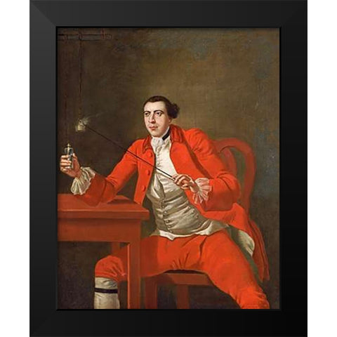 Portrait of a Gentleman Black Modern Wood Framed Art Print by Knapton, George