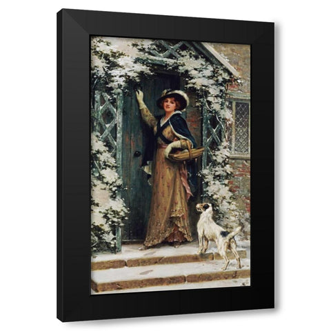 Christmas Cheer Black Modern Wood Framed Art Print by Knowles, George Sheridan