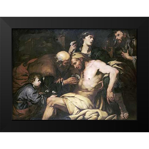 The Good Samaritan Black Modern Wood Framed Art Print by Langetti, Giovanni Battista
