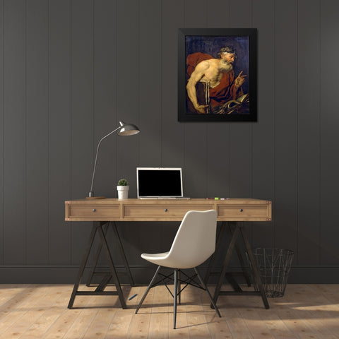A Philosopher Black Modern Wood Framed Art Print by Langetti, Giovanni Battista