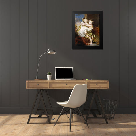 The Proffered Kiss Black Modern Wood Framed Art Print by Lawrence, Thomas