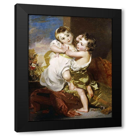 The Proffered Kiss Black Modern Wood Framed Art Print by Lawrence, Thomas