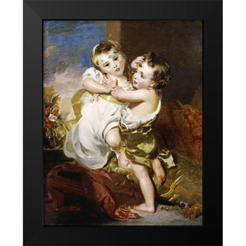 The Proffered Kiss Black Modern Wood Framed Art Print by Lawrence, Thomas