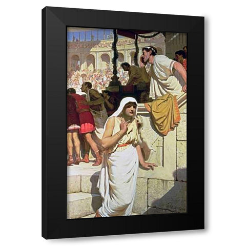 The Gladiators Wife Black Modern Wood Framed Art Print with Double Matting by Leighton, Edmund Blair