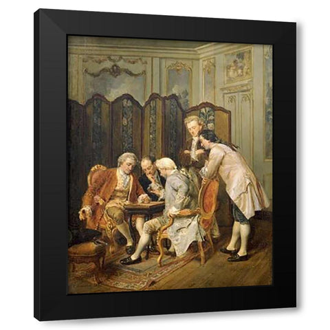 The Backgammon Players Black Modern Wood Framed Art Print by Escosura, Ignacio Leon