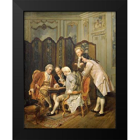 The Backgammon Players Black Modern Wood Framed Art Print by Escosura, Ignacio Leon