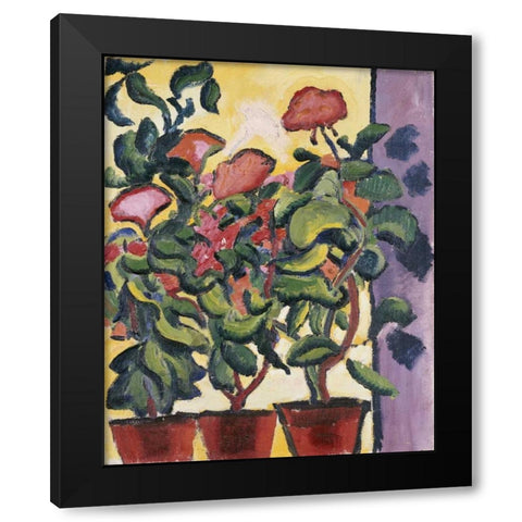 Geranium Am Fenster Black Modern Wood Framed Art Print by Macke, August
