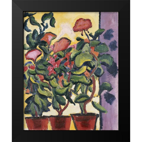 Geranium Am Fenster Black Modern Wood Framed Art Print by Macke, August