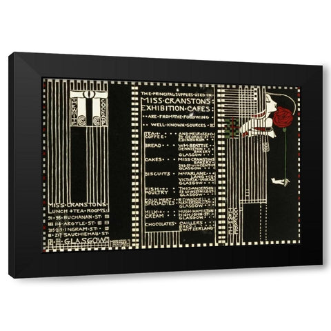 The White Cockade, Illustration For a Menu, 1911 Black Modern Wood Framed Art Print by Mackintosh, Margaret Macdonald