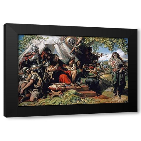 King Cophetua and The Beggar Maid Black Modern Wood Framed Art Print by Maclise, Daniel
