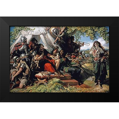 King Cophetua and The Beggar Maid Black Modern Wood Framed Art Print by Maclise, Daniel