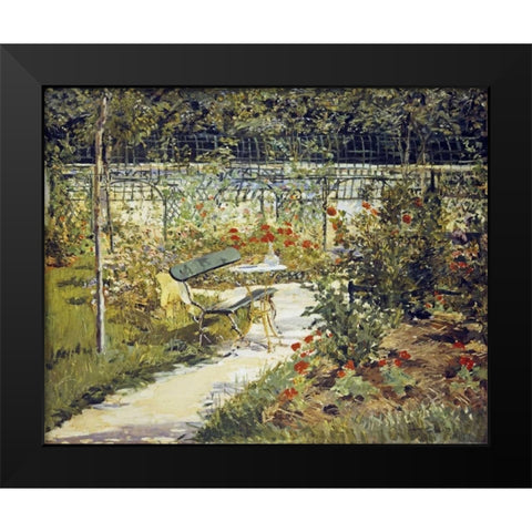 The Bench, Garden at Versailles Black Modern Wood Framed Art Print by Manet, Edouard