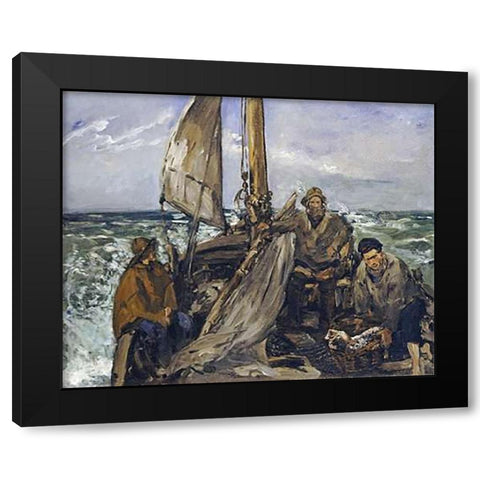 The Workers of the Sea Black Modern Wood Framed Art Print by Manet, Edouard