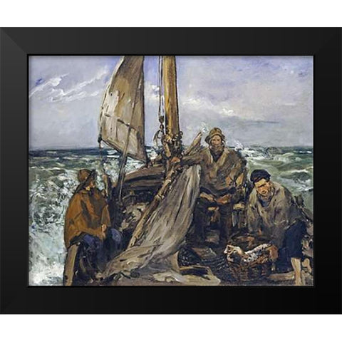 The Workers of the Sea Black Modern Wood Framed Art Print by Manet, Edouard