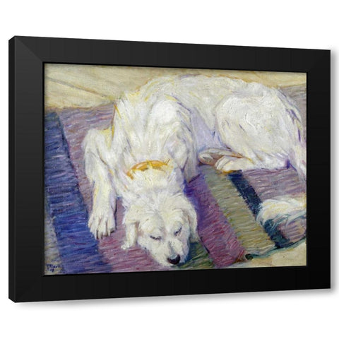 Liegender Hund - Hundeportrat Black Modern Wood Framed Art Print with Double Matting by Marc, Franz