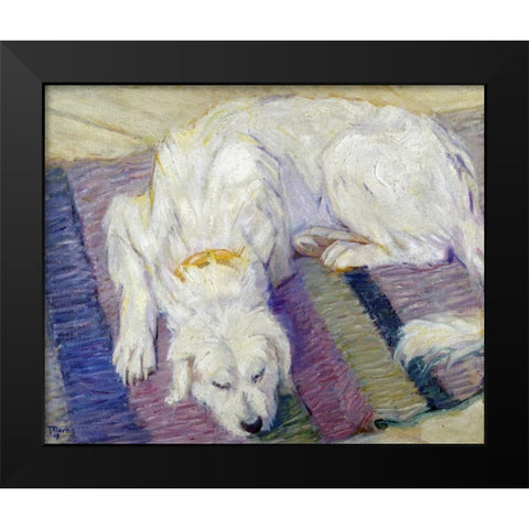 Liegender Hund - Hundeportrat Black Modern Wood Framed Art Print by Marc, Franz