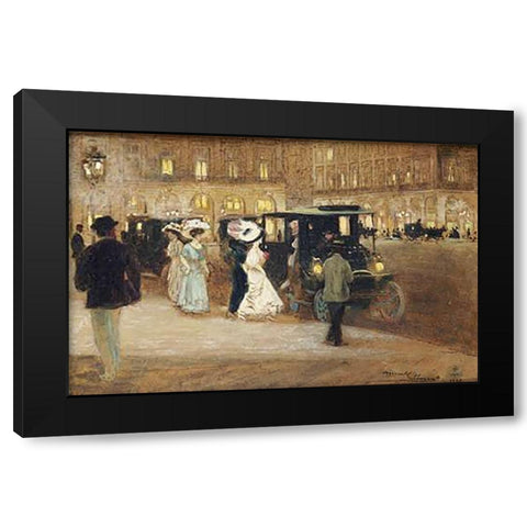 Getting Into The Car Black Modern Wood Framed Art Print with Double Matting by Marcel-Clement, Amedee Julien