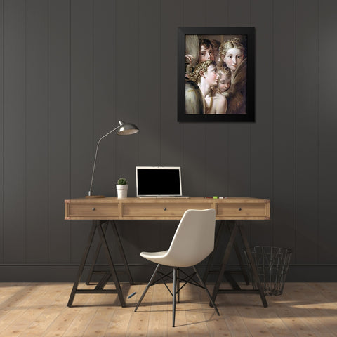 Five Angels Black Modern Wood Framed Art Print by Mazzola, Francesco