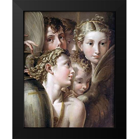 Five Angels Black Modern Wood Framed Art Print by Mazzola, Francesco