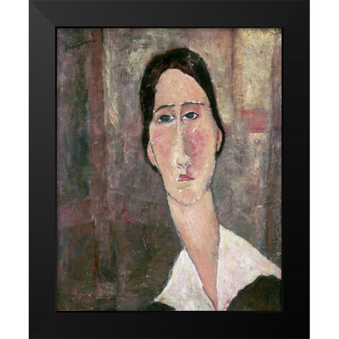 Portrait of Jeanne Hebuterne Black Modern Wood Framed Art Print by Modigliani, Amedeo
