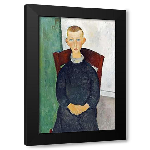 The Caretakers Son Black Modern Wood Framed Art Print by Modigliani, Amedeo