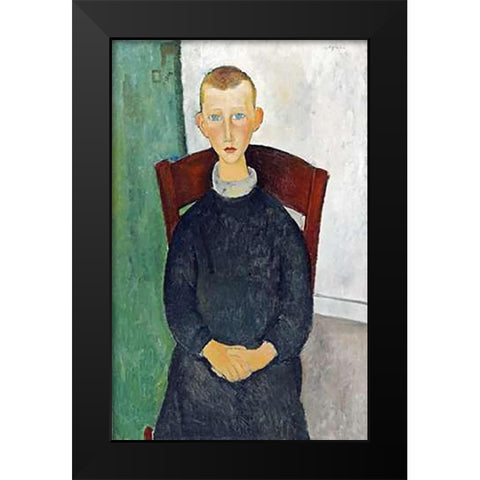 The Caretakers Son Black Modern Wood Framed Art Print by Modigliani, Amedeo