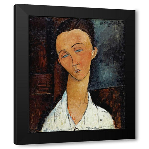 Lunia Czechowska Black Modern Wood Framed Art Print with Double Matting by Modigliani, Amedeo